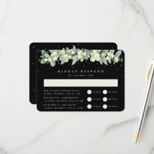 Cartons Réponse Black Snowberry+Eucalyptus Mariage Multi-événement