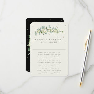 Cartons Réponse Black Snowberry+Eucalyptus Mariage Multi-événement