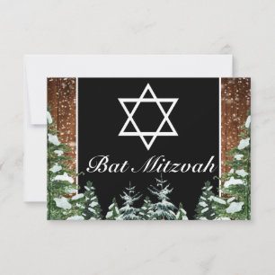 Cartons Réponse Black Snowy Bois & Forêt Pine Bar Bat mitzvah