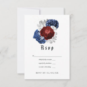 Cartons Réponse Blanc rouge et bleu 4 juillet Mariage