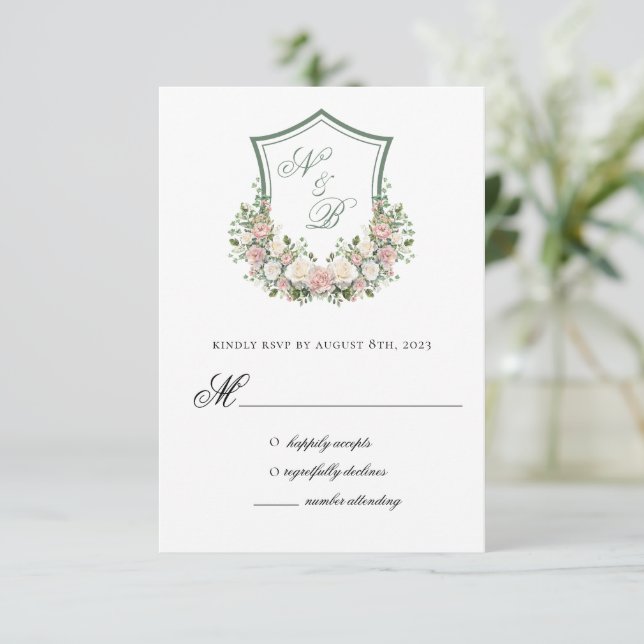 Cartons Réponse Blason Floral Rose (Debout devant)