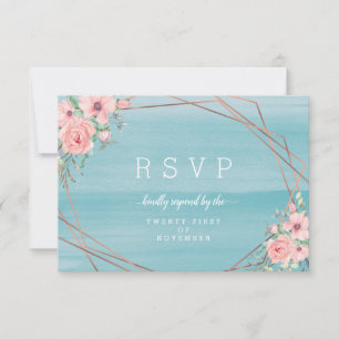 Cartons Réponse Bleu Aqua Beachy Aquarelle Floral Mariage