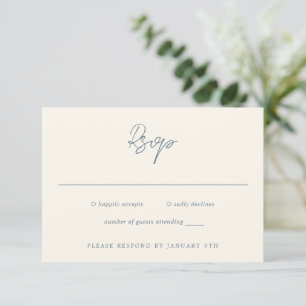 Cartons Réponse Bleu bleu clair simple Mariage moderne