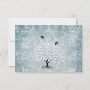Cartons Réponse Bleu Damas Feuille de coeur Arbre Vintage Oiseau R
