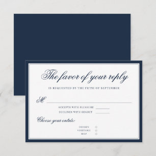 Cartons Réponse Bleu de marine classique Élégant Script sophistiqu