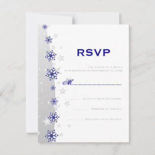Cartons Réponse Bleu, gris argenté blanc flocon de neige mariage R