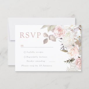 Cartons Réponse Bleu Jardin et Mariage Floral blanc