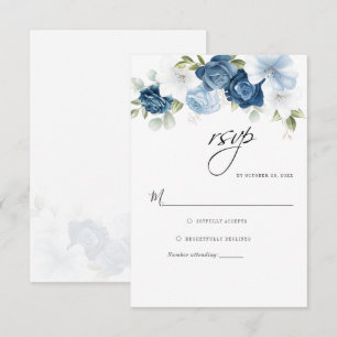 Cartons Réponse Bleu Poussiéreux Floral Botanique Script Végétal