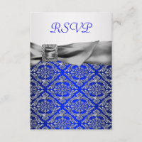 Bleu Royal Argent Damassé Argent 25e Anniversaire