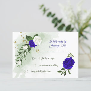 Cartons Réponse bleu royal et fleurs blanches verdure