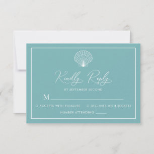Cartons Réponse Bleu Turquoise clair Beach Seashell Mariage élégan