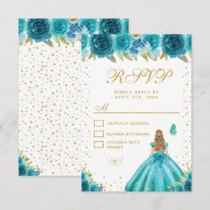 Cartons Réponse Blonde aux fleurs de thé Princesse Sweet Seize