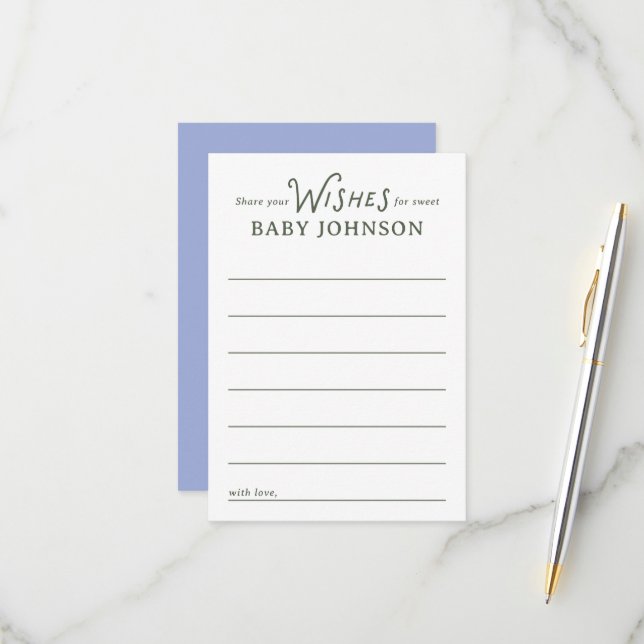 Cartons Réponse Blue and Green Wishes for Baby Shower Card (Devant/Arrière en situation)