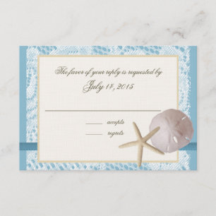 Cartons Réponse Blue Beach dentelle Dollar de sable et Starfish