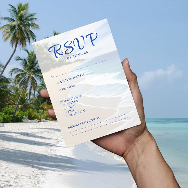 Cartons Réponse Blue Beach Island Destination Wedding (Blue Beach Island Destination Wedding RSVP Card
)