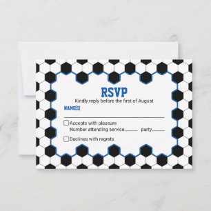 Cartons Réponse Blue Black Blanc Soccer Ball Bar Mitzvah