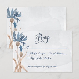 Cartons Réponse Blue Cornflowers & Blé Field Mariage bleu