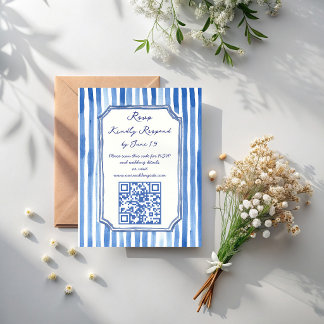 Cartons Réponse Blue hand drawn vintage stripes wedding