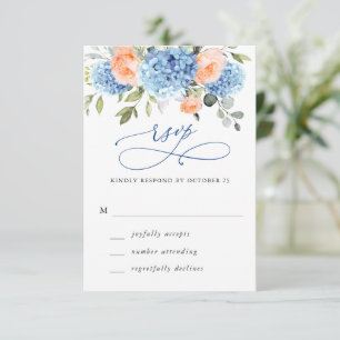 Cartons Réponse Blue Hydrangea Blush Roses Rose Mariage