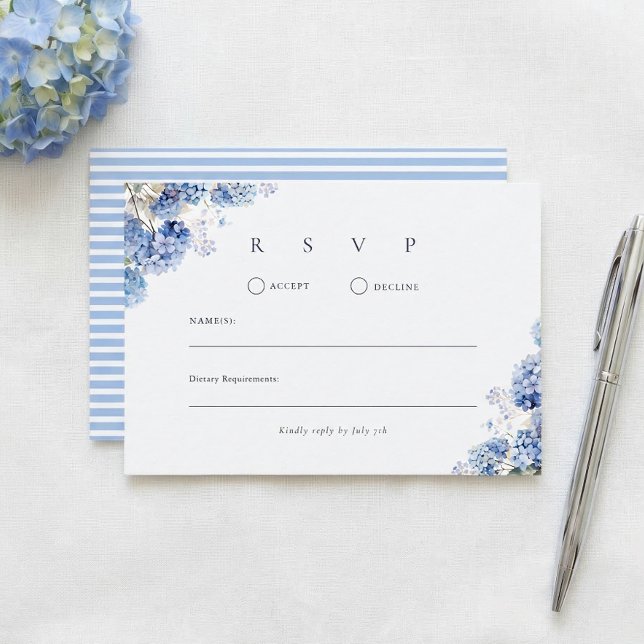 Cartons Réponse Blue Hydrangea Watercolor Floral Wedding (Créateur téléchargé)