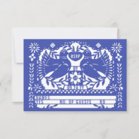 Blue Mexicaine Fantail Doves Papel Picado