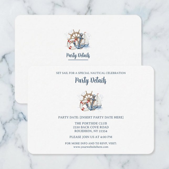 Cartons Réponse Blue Nautical Anchor Birthday Details QR Code (Share your special event details.)