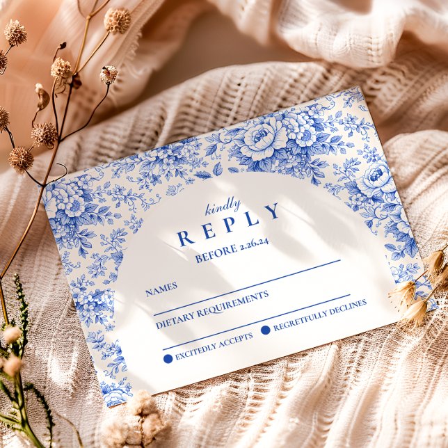 Cartons Réponse Blue Toile Floral Graduation Party (Créateur téléchargé)