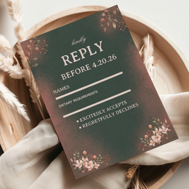 Cartons Réponse Blush Botanique Romantique Vert (Créateur téléchargé)