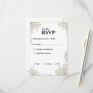Cartons Réponse Blush Floral Mariage | Script minimaliste