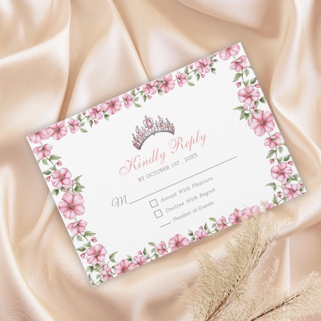 Cartons Réponse Blush Pink Silver Mis Quince Glitter Quinceañera (Créateur téléchargé)