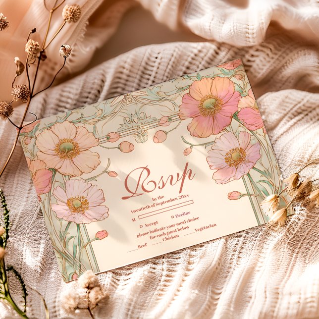 Cartons Réponse Blush Poppy Quinceañera Celebration (Créateur téléchargé)