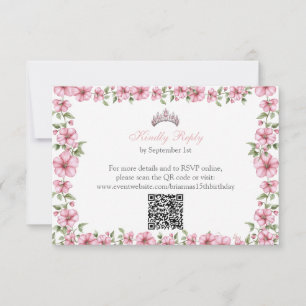 Cartons Réponse Blush Rose Argent Mis Quince Floral Quinceañera