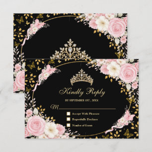 Cartons Réponse Blush rose et or Fille de quinze ans Papillon