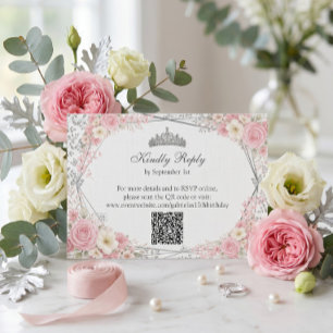 Cartons Réponse Blush Rose Quinceañera Papillon Argenté