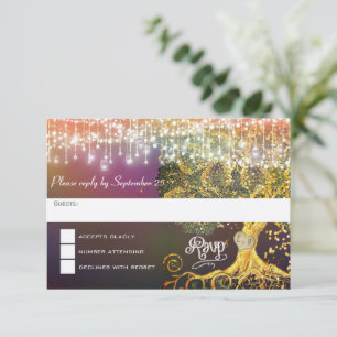 Cartons Réponse Bocal en forêt conte de fées mariage violet et or