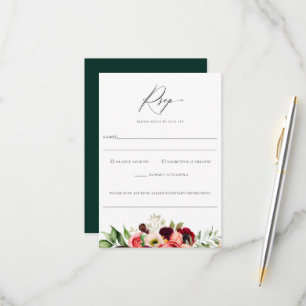 Cartons Réponse Bohème fleurit Floral Mariage Allergie alimentaire