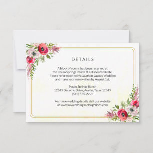 Cartons Réponse Bohème Floral Détails du Mariage