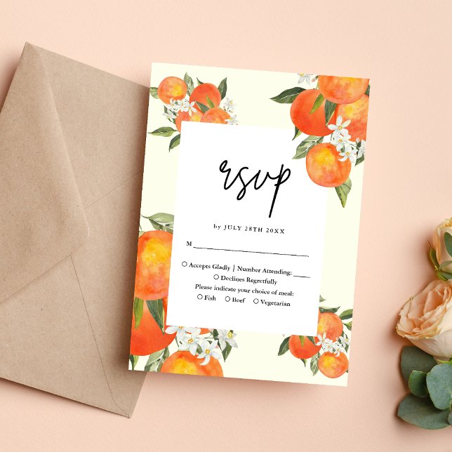 Cartons Réponse Boho Abstract Sketchy Orange Garden Wedding (Créateur téléchargé)