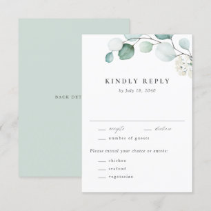 Cartons Réponse Boho Aquarelle Eucalyptus Feuille Mariage vert