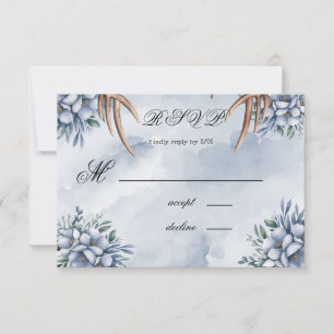 Cartons Réponse Boho bois de cerf poussiéreux bleu floral 