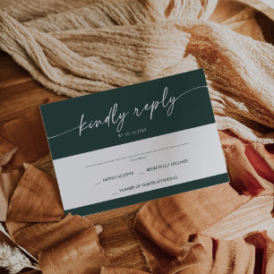 Cartons Réponse Boho Chic Emerald Vert Simple Mariage
