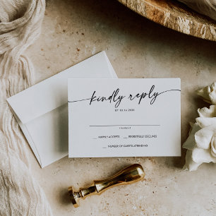Cartons Réponse Boho Chic noir et blanc Mariage simple