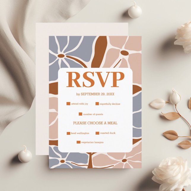 Cartons Réponse Boho Chic Retro Floral Mariage (Créateur téléchargé)