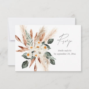 Cartons Réponse Boho Cuivre Pampas Grass Beige Floral avec Repas