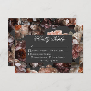 Cartons Réponse Boho Dark Peony Flowers Mariage moderne