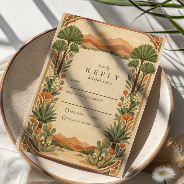 Cartons Réponse Boho Desert Botanical Wedding (Créateur téléchargé)
