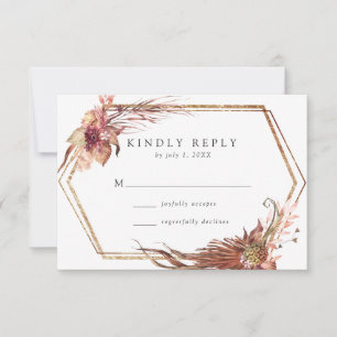 Cartons Réponse Boho Desert Floral Gold Mariage de cadre géométriq