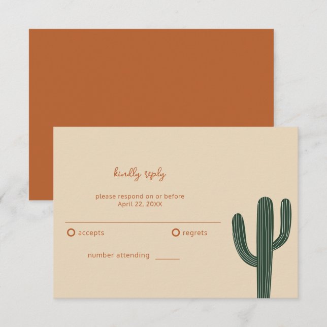 Cartons Réponse Boho Desert Simple Mariage (Devant / Derrière)