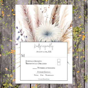 Cartons Réponse Boho d'hiver Mariage Floral   BLANCHE