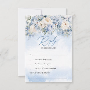 Cartons Réponse Boho Elegant hiver bleu poussiéreux et fleurs d'iv